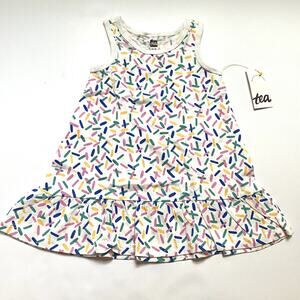 NEW Tea Collection Pink Geometric Ruffle Dress